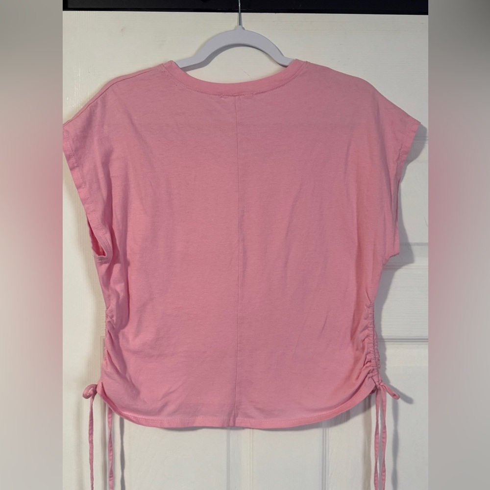 Pink Drawstring Side Women’s Top - Picture 2 of 5